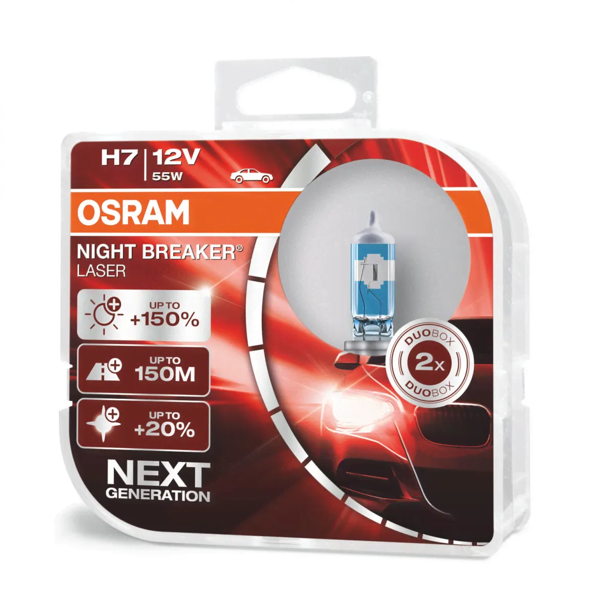 Галогенные лампы Osram Night Breaker Laser +150% Next Generation H7 12v 55w 64210nl-hcb-0