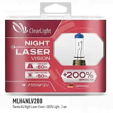 Лампы H4 12V 60/55W Clearlight Night Laser Vision+200%